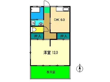 ハイツかりん(1DK/1階)の間取り写真