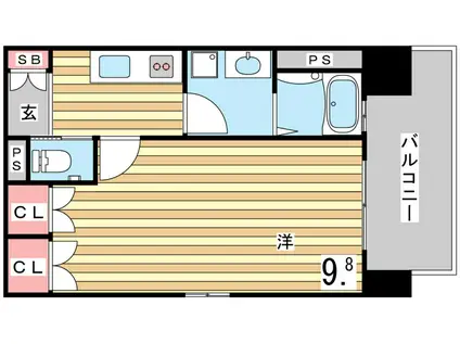 アルファレガロ神戸ウエスト(1K/7階)の間取り写真