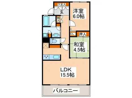 エイルヴィラ上通サンアベニュー(2LDK/13階)の間取り写真