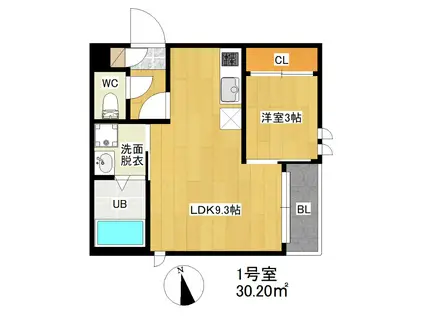 G-STAYLE筑紫野(1LDK/1階)の間取り写真