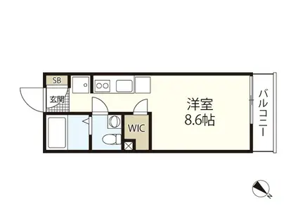 COLLINA山田(ワンルーム/2階)の間取り写真