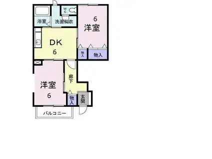 ポテンシャル(2DK/1階)の間取り写真