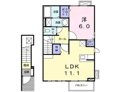 クラレットヒルズ(1LDK/2階)の間取り写真