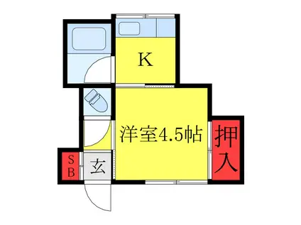 オレンジハウス(1K/1階)の間取り写真