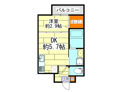 AILE放出(1DK/3階)の間取り写真