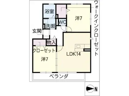 パルク江向(2LDK/2階)の間取り写真