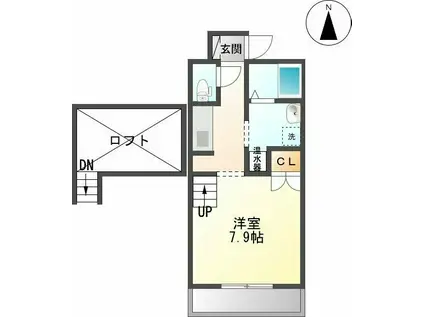 リヴェルシーデ(1K/2階)の間取り写真