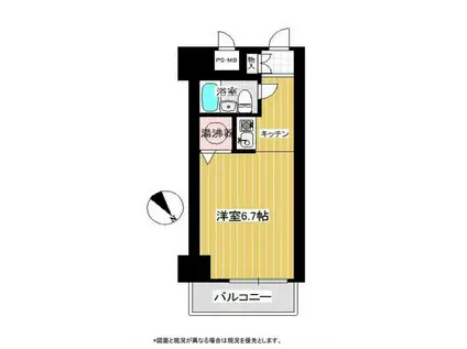 藤和新宿コープ(ワンルーム/7階)の間取り写真