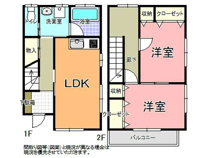 メゾネットオノB(2LDK/1階)の間取り写真