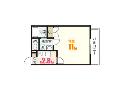 M・テラス上安A棟(1K/2階)の間取り写真