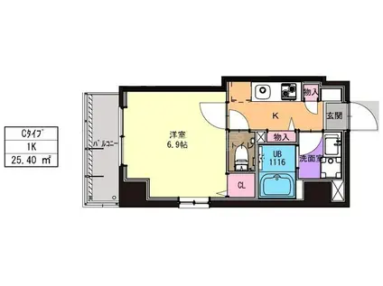 CIELO GARDEN(1K/3階)の間取り写真