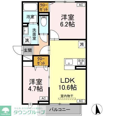 セレスティア岡本(2LDK/2階)の間取り写真