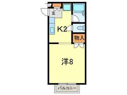 ヴィラ上ヶ原(1K/1階)の間取り写真