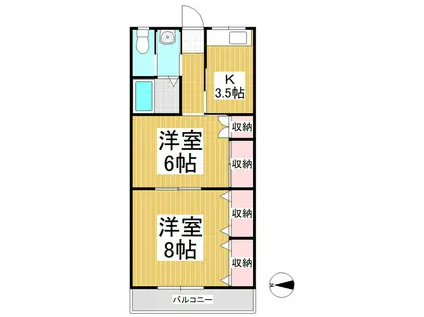 ハイツルピナス(2K/2階)の間取り写真