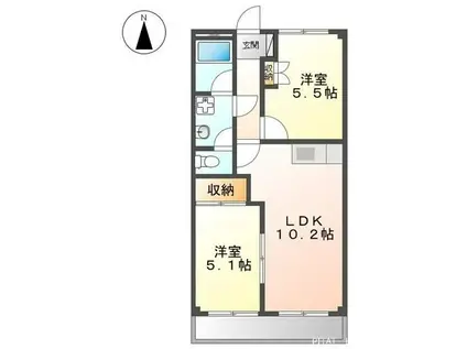 アイリスハイム(2LDK/1階)の間取り写真