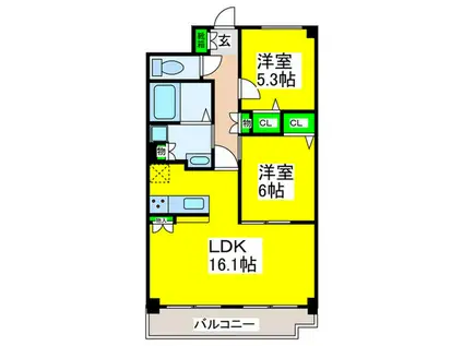 GRAND HILL高倉(2LDK/2階)の間取り写真
