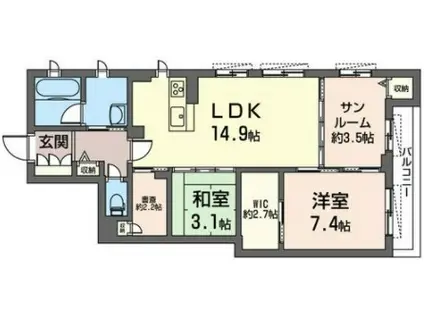 エクラージュ エスト(3SLDK/2階)の間取り写真