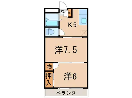 EARTH矢剣町A(2K/5階)の間取り写真