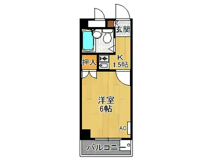 シャトー栄根2(1K/3階)の間取り写真