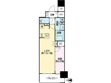 レーベン熊本駅レクシア(1LDK/10階)の間取り写真