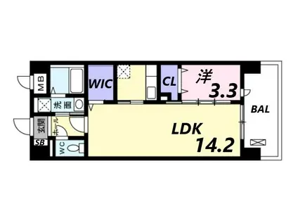 クレール姫路(1LDK/4階)の間取り写真