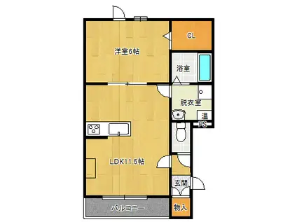 GRAN S9II(1LDK/2階)の間取り写真