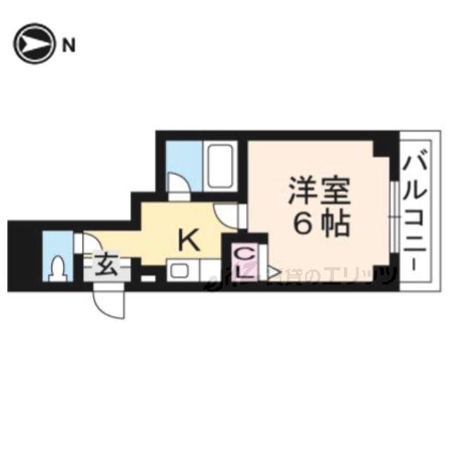 エヴァーグリーンタナカ(1K/4階)の間取り写真
