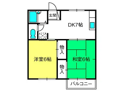 テイエムハイツI(2DK/1階)の間取り写真