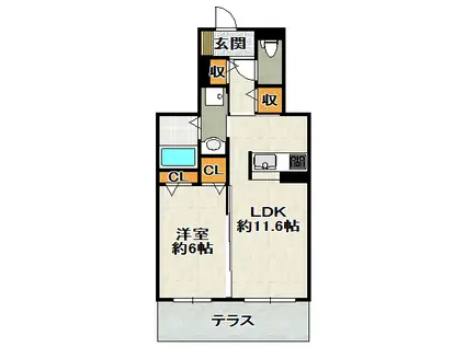 ベル タレイア(1LDK/1階)の間取り写真