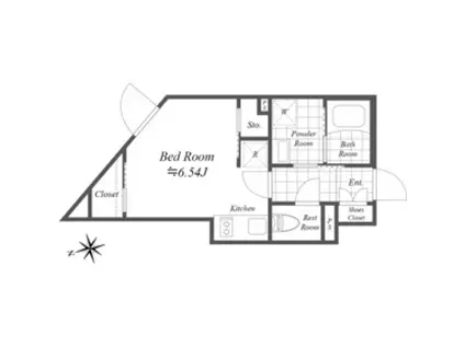 REVE RESIDENCE白金台 レーヴレジデンス白金台(ワンルーム/2階)の間取り写真