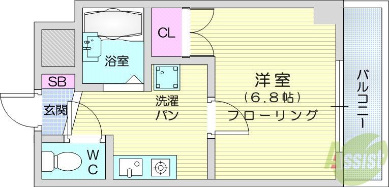 ガーデンプレイスT&T(1K/5階)の間取り写真