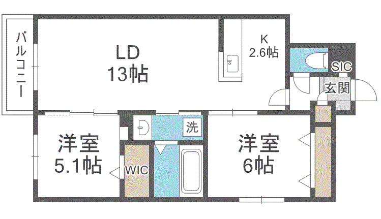 AYA HILLS(2LDK/3階)の間取り写真