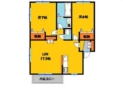 サンライトハイム11 B棟(2LDK/1階)の間取り写真