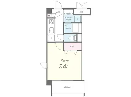 フランディル(1K/3階)の間取り写真