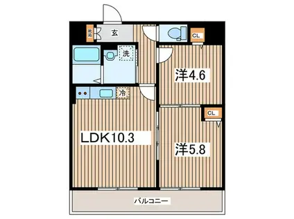 マリンハイツV-2(2LDK/2階)の間取り写真