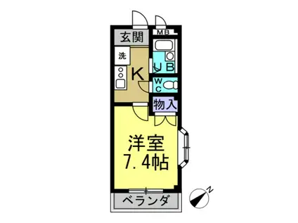 メルベーユHAJI(1K/1階)の間取り写真