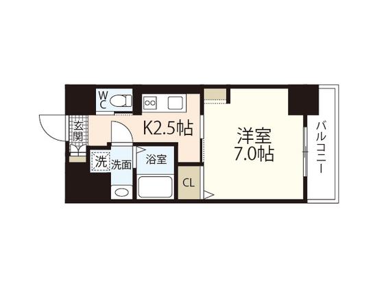REGION(1K/5階)の間取り写真