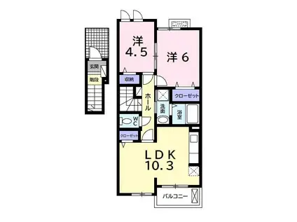 フォルトゥーナC(2LDK/2階)の間取り写真