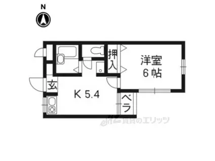第3シェモア桂(1K/4階)の間取り写真