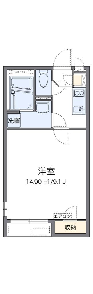 クレイノピノワール三津屋北(1K/2階)の間取り写真