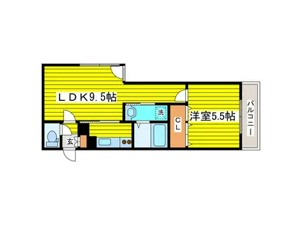 VEROSHANGRI-LA(1LDK/4階)の間取り写真