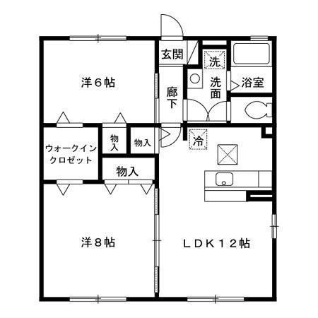 グリーンベル(2LDK/2階)の間取り写真