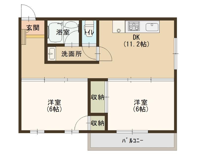 グリーンスクエア三ツ島(2LDK/2階)の間取り写真