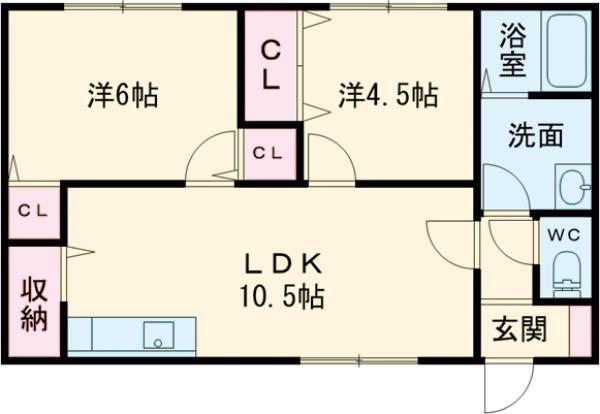 IKKA国武II A棟(2LDK/1階)の間取り写真