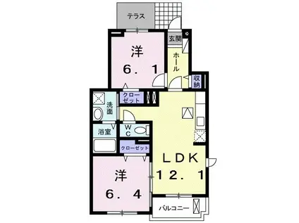 グラン・ソレイユ(2LDK/1階)の間取り写真