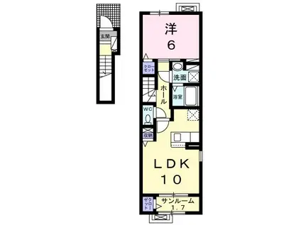 ジュエル ブロッサム T・T(1LDK/2階)の間取り写真