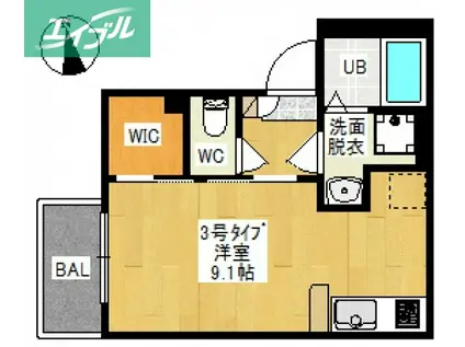 REGALEST OKAYAMA(1K/3階)の間取り写真