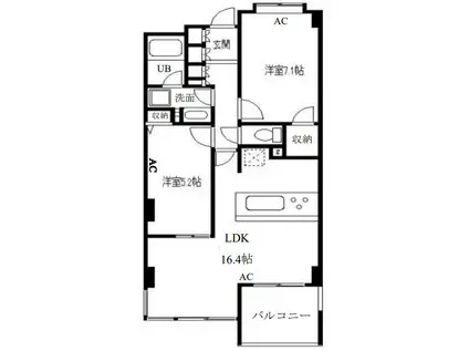クールセリシエ(2LDK/3階)の間取り写真