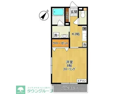 グリンフォートIII(1K/1階)の間取り写真