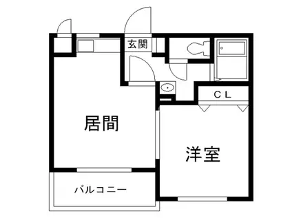 ベルシティ二本杉(1LDK/1階)の間取り写真